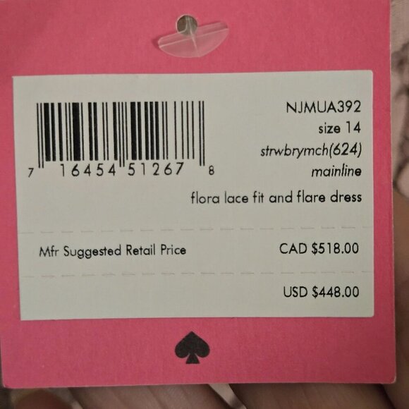 Kate Spade NWT Floral Lace Fit And Flare Free Midi Size 14 - Picture 6 of 10